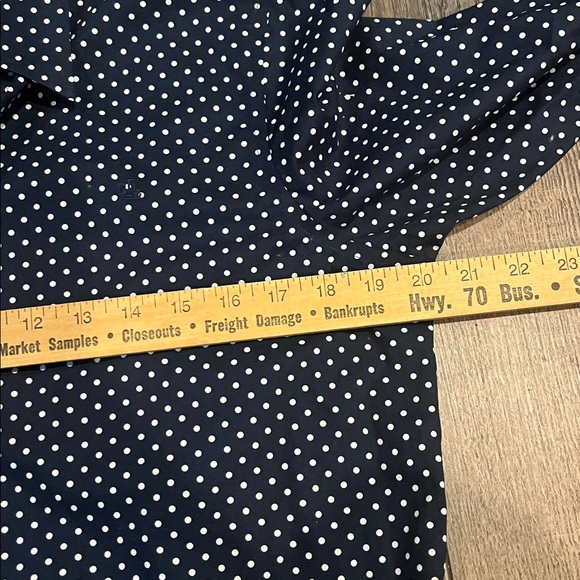 Lauren Ralph Lauren Navy Blue/White Dot No Iron Cotton Shirt L - Picture 4 of 4